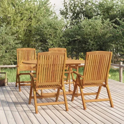 Cadeiras de Jardim Reclináveis   Madeira de Teca Maciça (4 pcs)