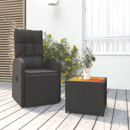 Conjunto Lounge para Jardim Vime PE/Acácia Maciça Preto (2 pcs)