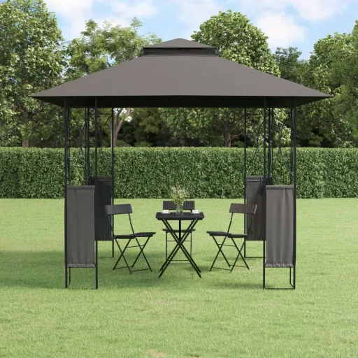 Gazebo com Telhado 300x300x270 cm Aço Antracite