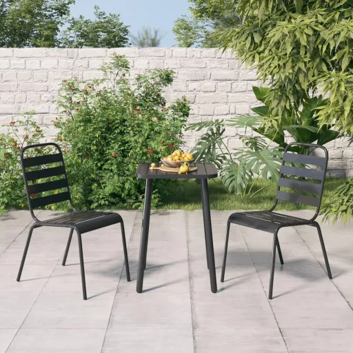 Conjunto de Jantar para Jardim Aço Antracite (3 pcs)