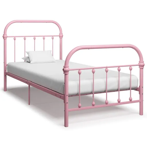 Estrutura de Cama 90x200 cm Metal Rosa