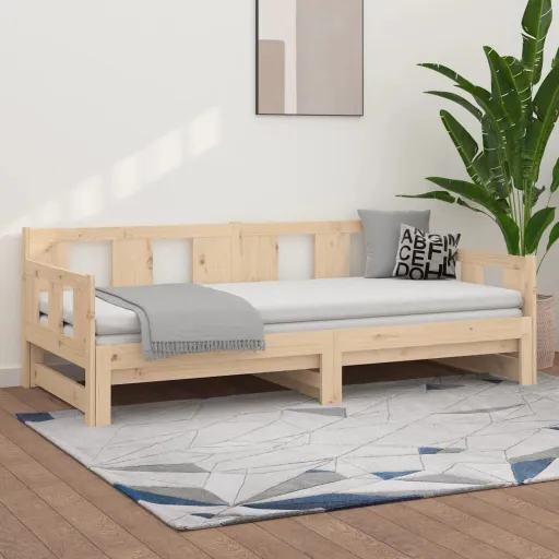 Estrutura Sofá-Cama de Puxar 2x(90x200) cm Madeira Pinho Maciço