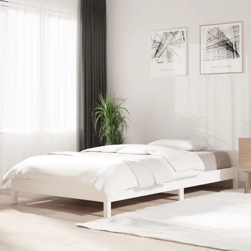 Cama Empilhável 90x190 cm Madeira de Pinho Maciça Branco