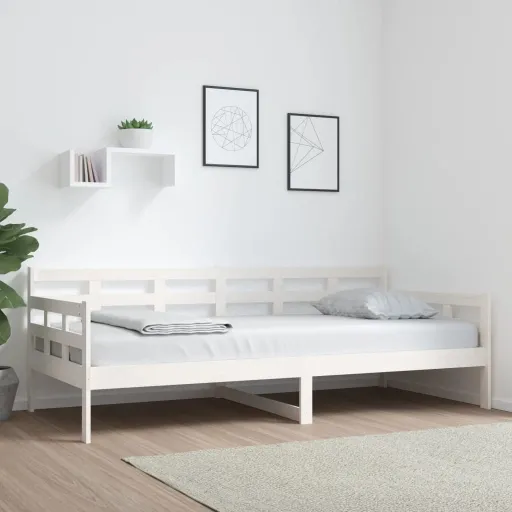 Sofá-Cama 90x200 cm Madeira de Pinho Maciça Branco