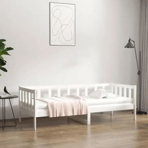 Sofá-Cama Sem Colchão 80x200 cm Madeira de Pinho Maciça Branco