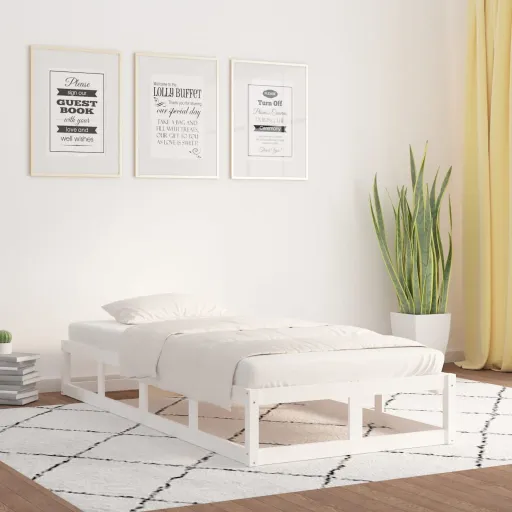 Estrutura Cama Pequena Solteiro 75x190 cm Madeira Maciça Branco
