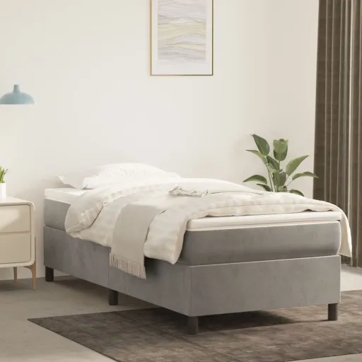 Estrutura de Cama com Molas 80x200 cm Veludo Cinzento-Claro