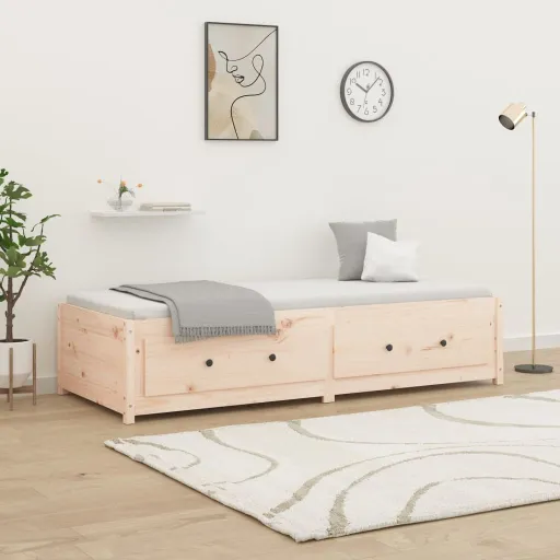 Sofá-Cama de Solteiro 90x190 cm Madeira de Pinho Maciça