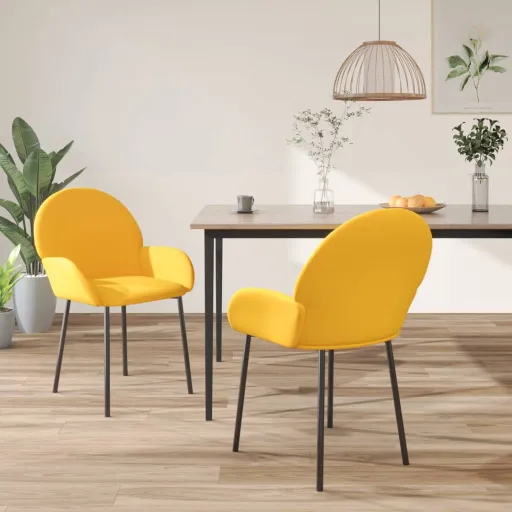Cadeiras de Jantar   Veludo Amarelo (2 pcs)