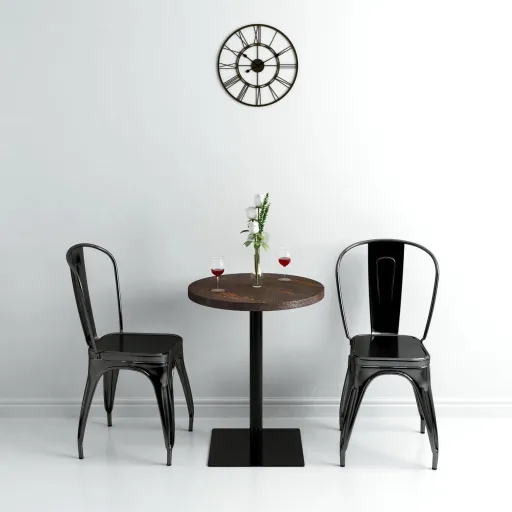 Mesa Bistrô em MDF e Aço Redonda 60x75 cm Cinzento Escuro