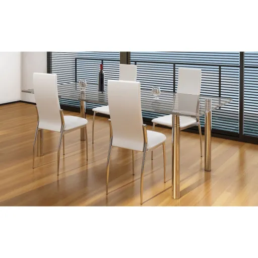 Cadeiras de Jantar   Couro Artificial Branco (4 pcs)