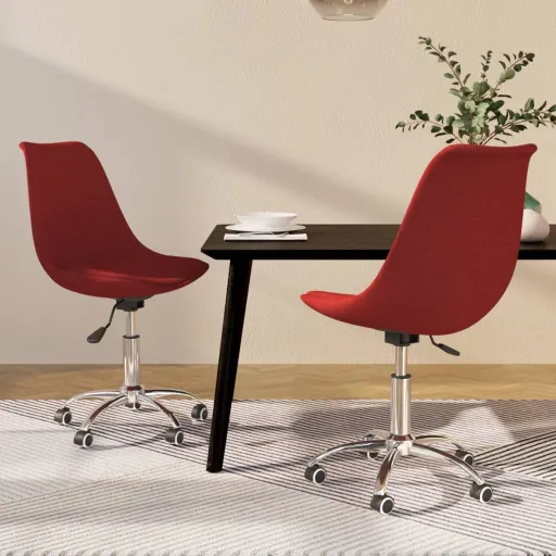Cadeiras de Jantar Giratórias   Tecido Vermelho Tinto (2 pcs)