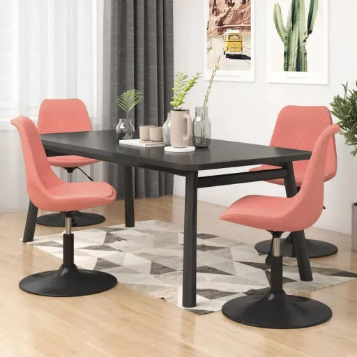Cadeiras de Jantar Giratórias   Veludo Rosa (4 pcs)