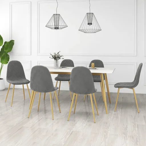 Cadeiras de Jantar   Veludo Cinzento-Claro (6 pcs)