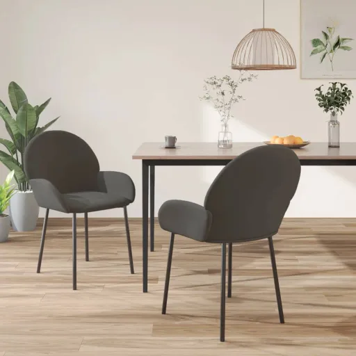 Cadeiras de Jantar   Veludo Cinzento-Escuro (2 pcs)