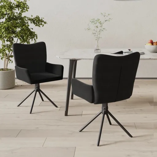 Cadeiras de Jantar Giratórias   Veludo Preto (2 pcs)