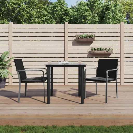 Conjunto de Jantar p/ Jardim c/ Almofadões Vime PE e Aço (3 pcs)