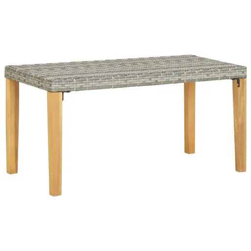 Banco Jardim 120 cm Vime PE e Madeira de Acácia Maciça Cinzento