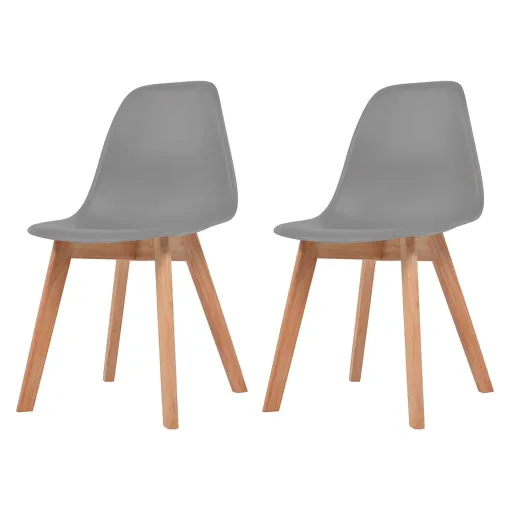 Cadeiras de Jantar   Plástico Cinzento (2 pcs)