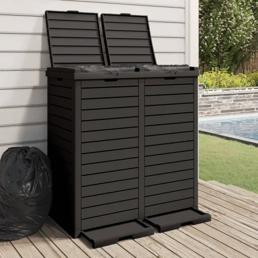 Caixote do Lixo p/ Exterior 78x41x86 cm Polipropileno Preto