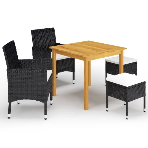 Conjunto de Jantar para Jardim Preto (5 pcs)