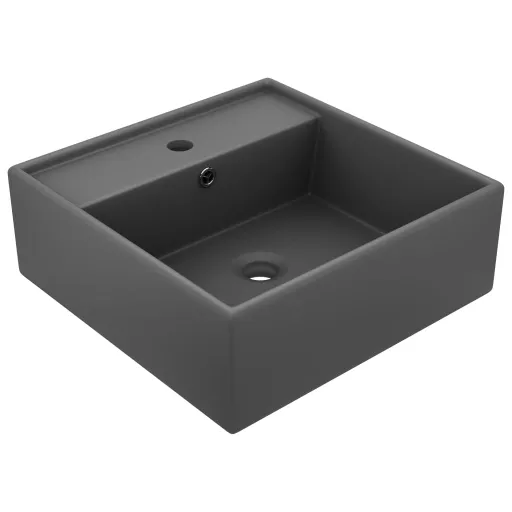 Lavatório Luxuoso Quadrado 41x41 cm Cerâmica Cinza-Escuro Mate