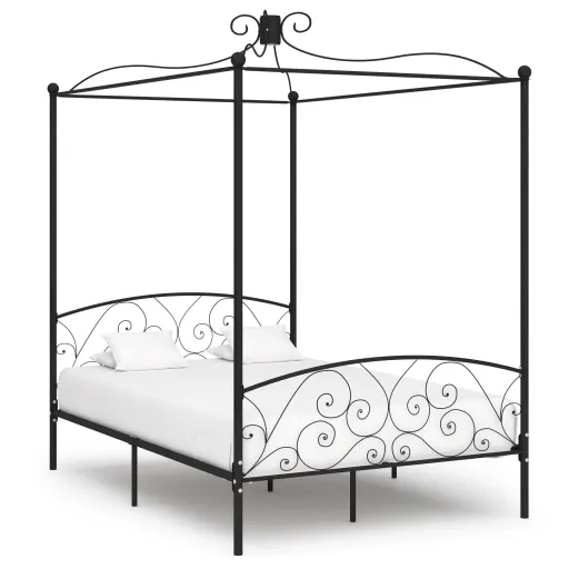 Estrutura de Cama com Dossel 120x200 cm Metal Preto