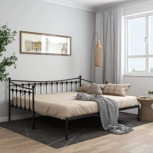 Estrutura Sofá-Cama de Puxar 90x200 cm Metal Preto