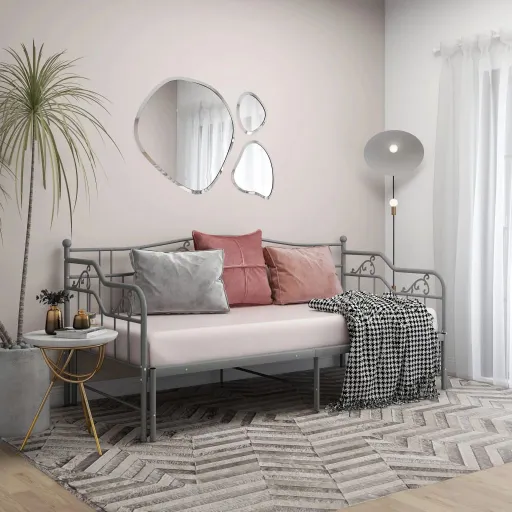 Estrutura Sofá-Cama de Puxar 90x200 cm Metal Cinzento