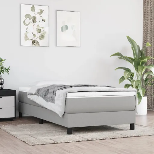 Cama com Molas/Colchão 90x200 cm Tecido Cinza-Claro