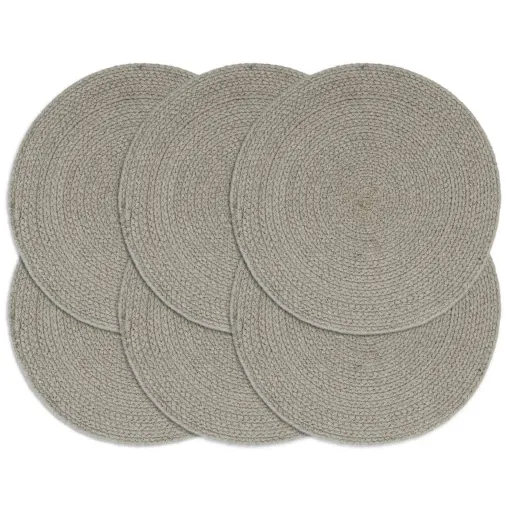 Individuais de Mesa   Algodão Liso 38 cm Redondo Cinzento (6 pcs)