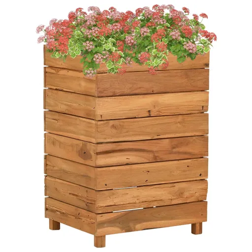 Vaso/Floreira 50x40x72 cm Madeira de Teca Reciclada e Aço