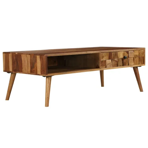 Mesa Centro Madeira Acácia Maciça c/ Acabam. Mel 110x50x37 cm