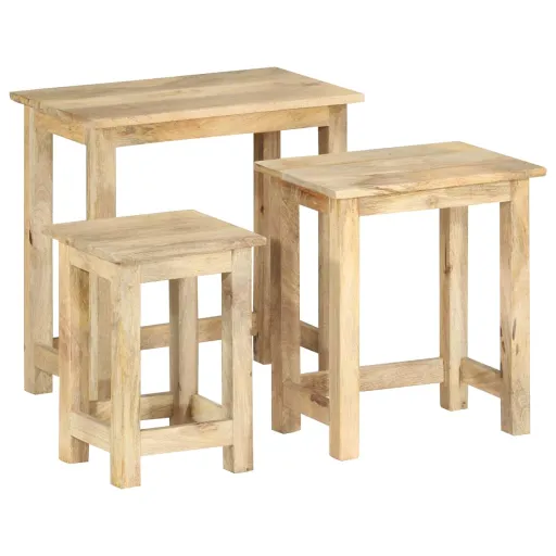 Mesas de Encastrar   Madeira de Mangueira Maciça (3 pcs)