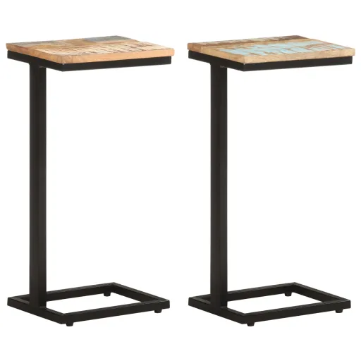 Mesas de Apoio   31,5x24,5x64,5cm Madeira Recuperada Maciça (2 pcs)