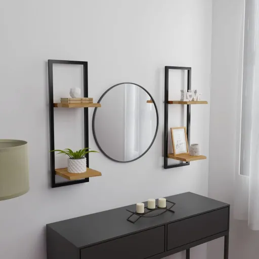 Prateleiras de Parede   25x25x75 cm Acácia Maciça e Aço  (2 pcs)
