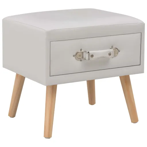 Mesa-de-Cabeceira 40x35x40 cm Couro Artificial Branco