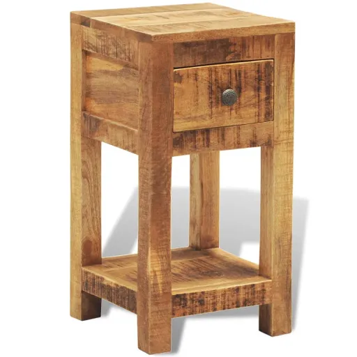 Mesa de Cabeceira com 1 Gaveta, Madeira de Mangueira Maciça
