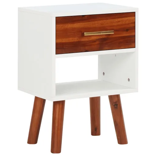 Mesa de Cabeceira em Madeira de Acácia Maciça 40x30x57 cm