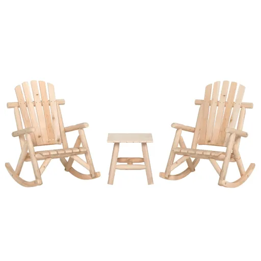 Conjunto Lounge de Jardim Madeira de Abeto Maciça (3 pcs)
