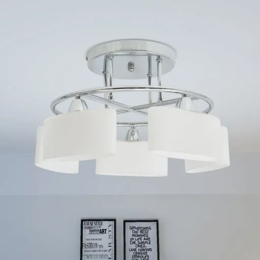 Candeeiro Teto Abajures de Vidro Elipsoides 5 Lâmpadas E14 200W
