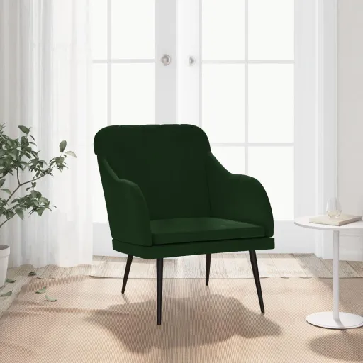 Cadeira c/ Apoio de Braços 63x76x80 cm Veludo Verde-Escuro