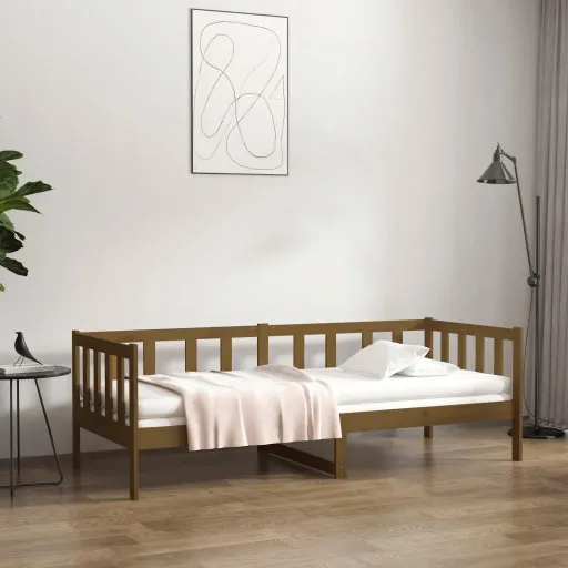 Sofá-Cama 80x200 cm Madeira de Pinho Maciça Castanho Mel