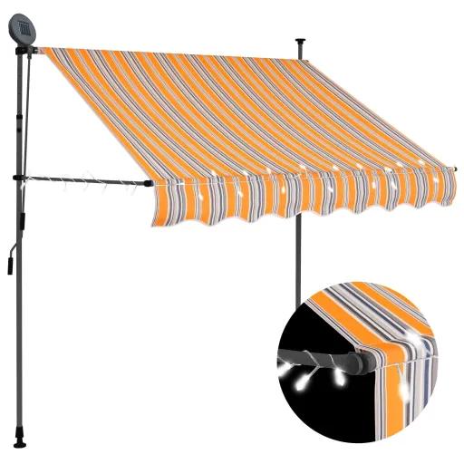 Toldo Retrátil Manual com LED 150 cm Amarelo e Azul
