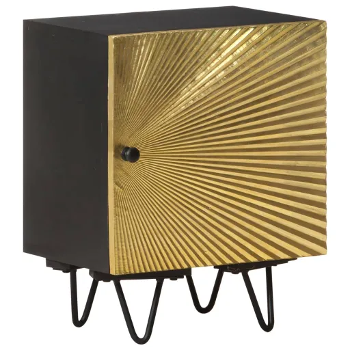 Mesa de Cabeceira c/ Frente Bronze 40x30x50 cm Mangueira Maciça