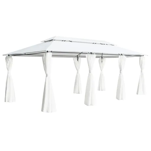 Gazebo com Cortinas 600x298x270 cm 180g/m² Branco