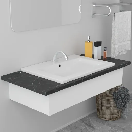Lavatório Embutido 61x39,5x18,5 cm Cerâmica Branco