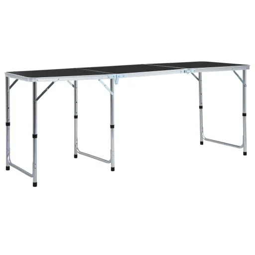 Mesa de Campismo Dobrável 180x60 cm Alumínio Cinzento