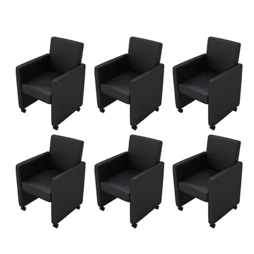 Cadeiras de Jantar   Couro Artificial Preto (6 pcs)