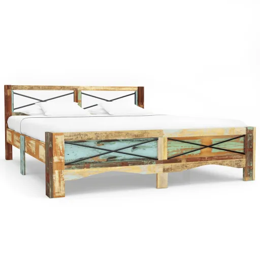 Estrutura de Cama Madeira Recuperada Maciça 140x200 cm